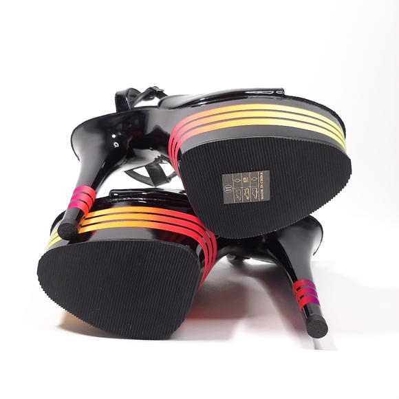 Pleaser Adore 709UVLN Black Patent and Neon Platform Heels Size 11 - Picture 5 of 12